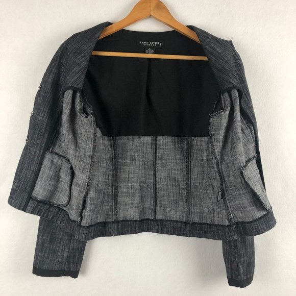 Larry Levine Stretch Women's Size Small Cotton Twill Black Cropped Jacket - Picture 6 of 10